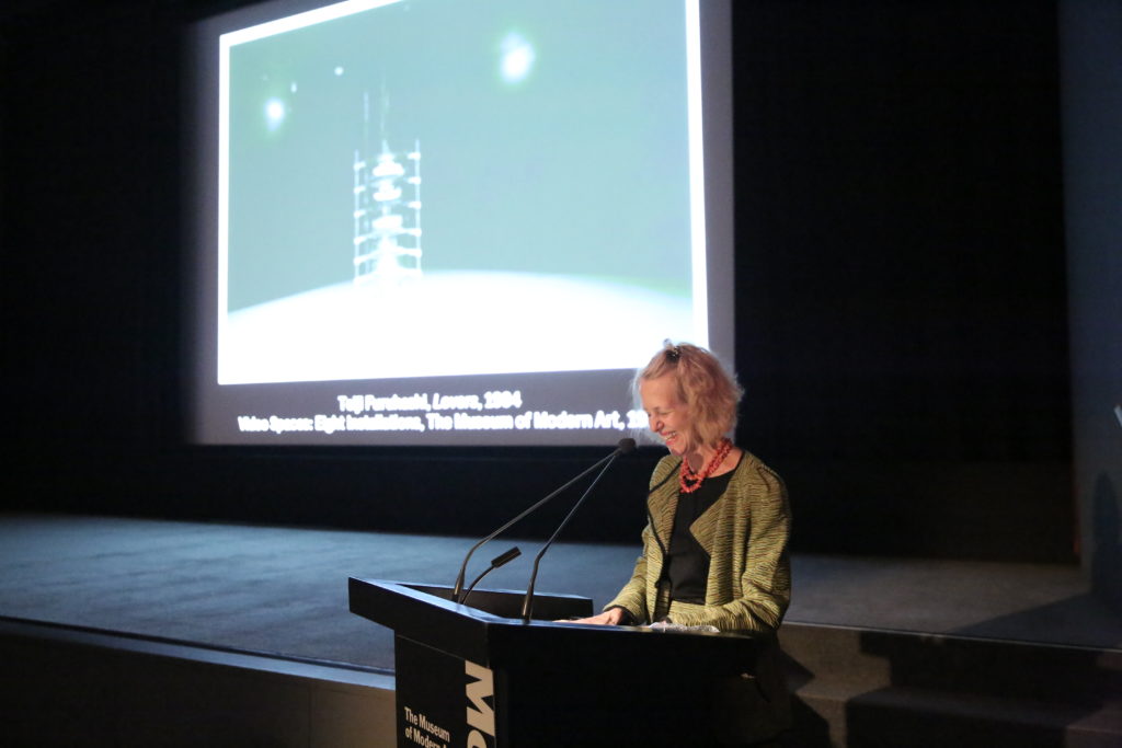 Barbara London speaking at the book launch at MoMA , Photo ©2020 Paula Court, 012020