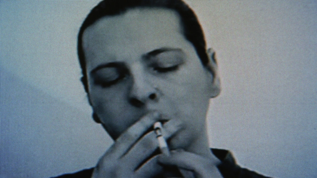 Chain Smoker, Tap Dancer. 1995. Two-channel looped video with sound. Photo: Iain Forsyth & Jane Pollard Courtesy the artists and Kate MacGarry, London