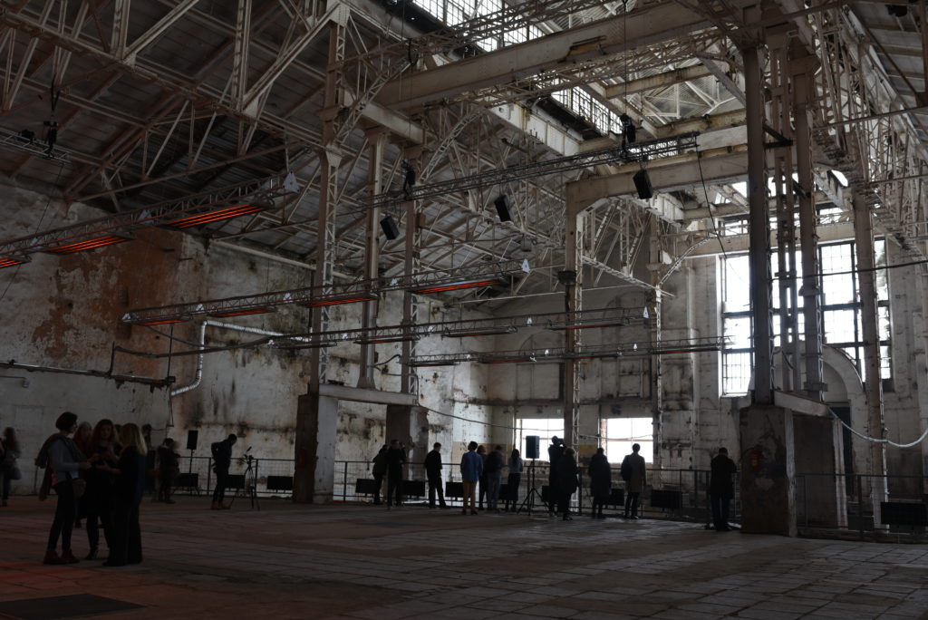 Transmission, Geometry of Now, 2017. Twenty-three-channel sound installation. Commissioned by GES-2, V-A-C Foundation for a week-long art and sound festival within the raw, emptied spaces of the decommissioned power station on the Bolotnaya Embankment, in the Yakimanka District of Moscow. Made in collaboration with Tony Myatt. Photo: Jana Winderen.